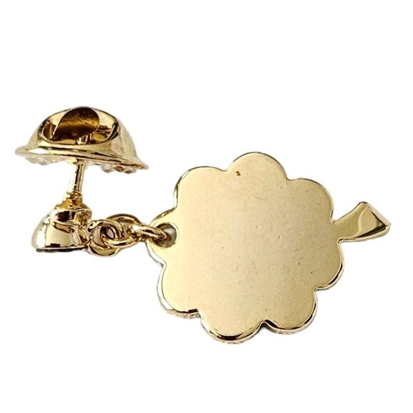 Gold Tone Green Rhinestone Pave Four-Leaf Clover Dangle Lapel Tie Scarf Pin L267 - Picture 5 of 9